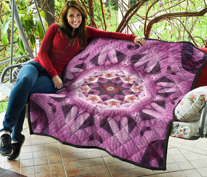 Pink Kaleidoscope Print Quilt