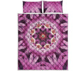 Pink Kaleidoscope Print Quilt Bed Set