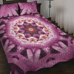 Pink Kaleidoscope Print Quilt Bed Set