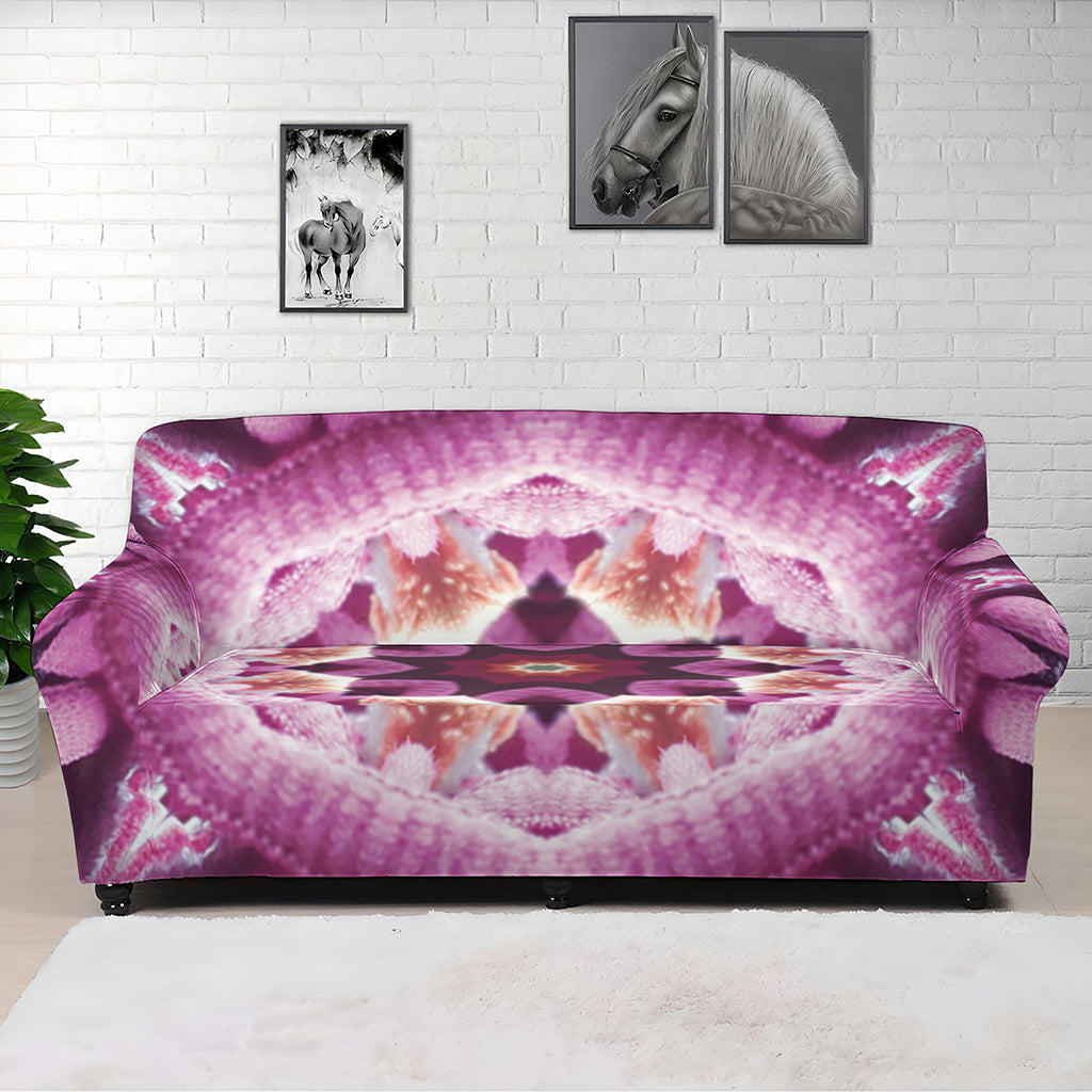 Pink Kaleidoscope Print Sofa Cover