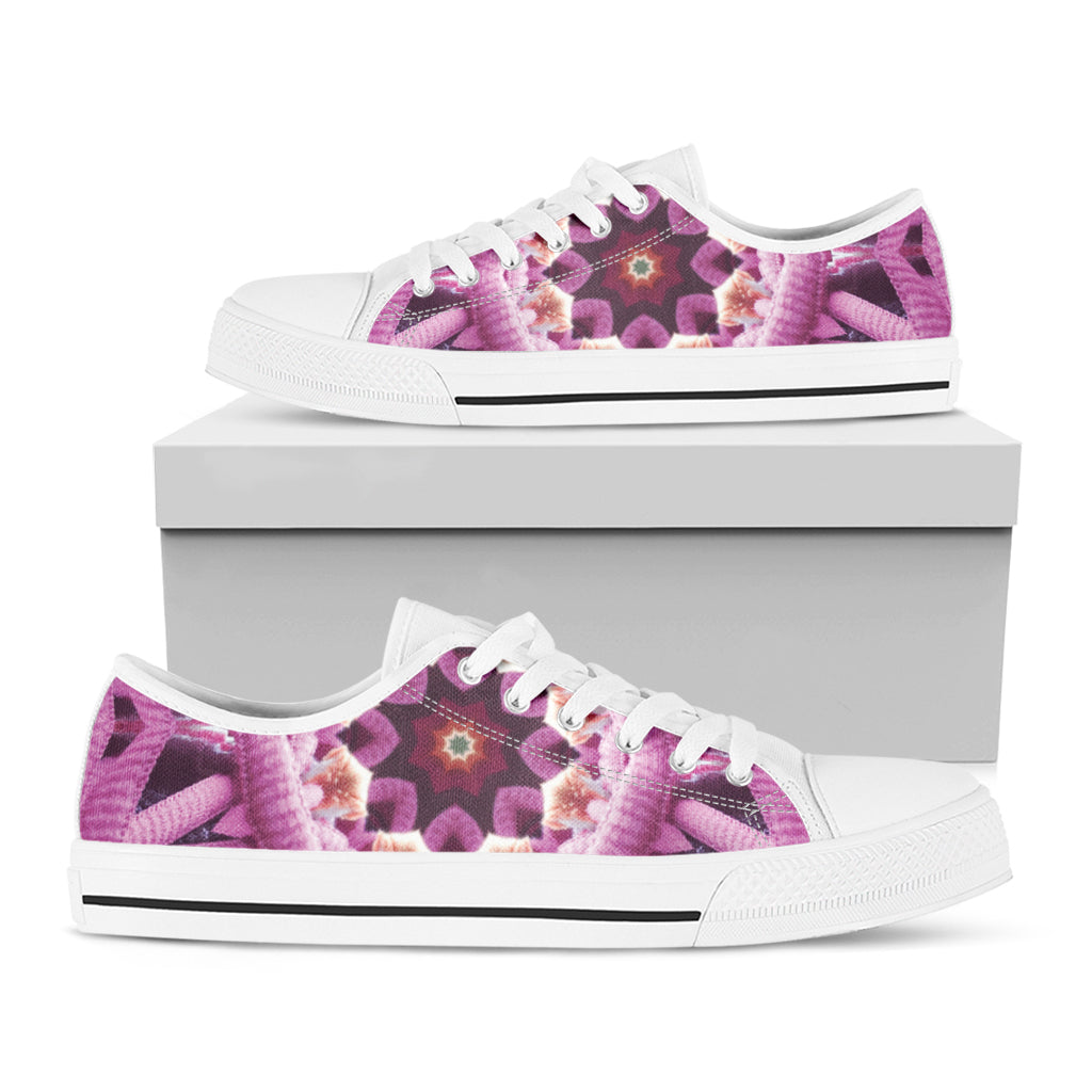 Pink Kaleidoscope Print White Low Top Shoes