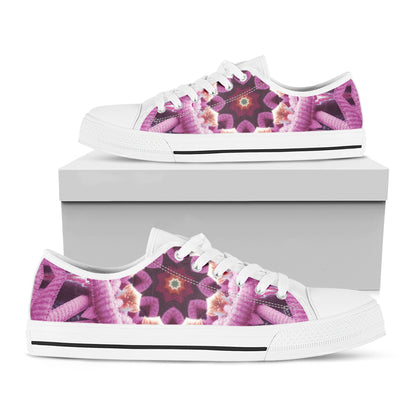 Pink Kaleidoscope Print White Low Top Shoes