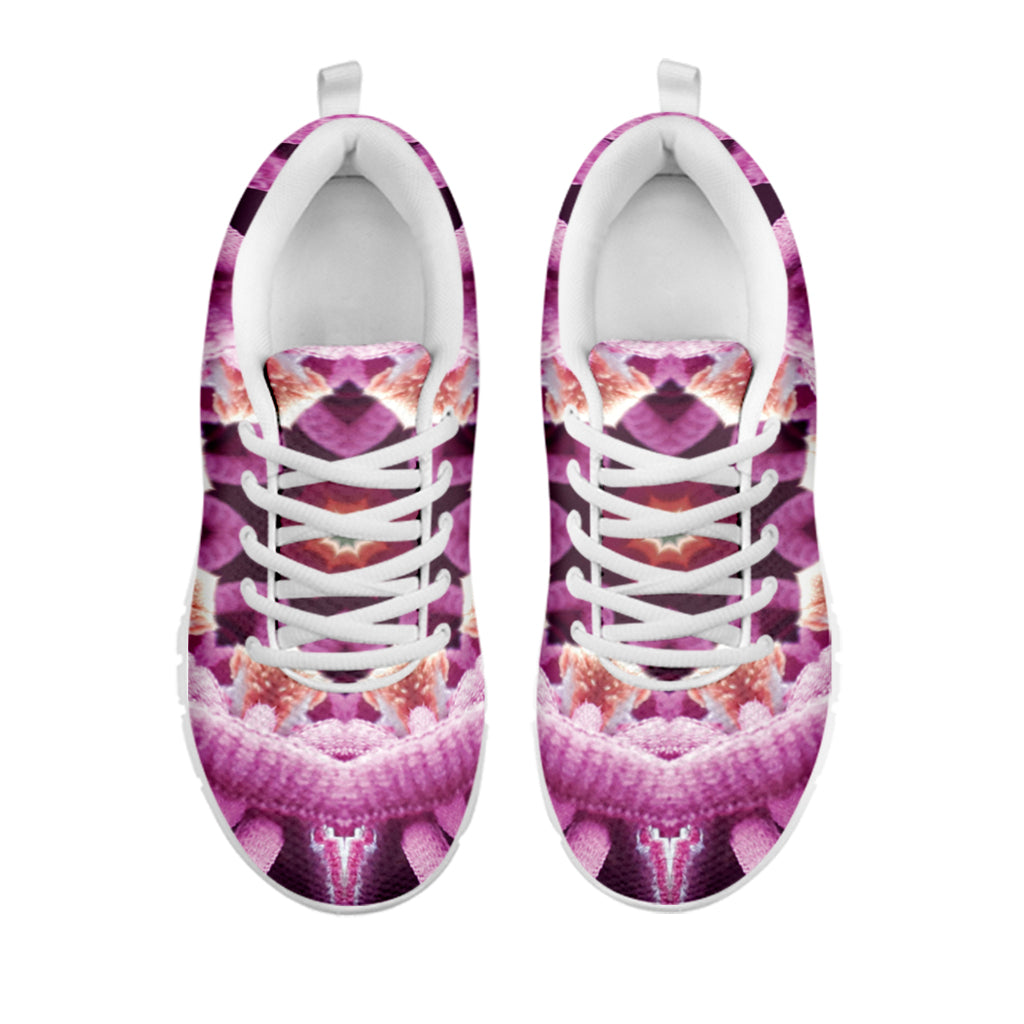 Pink Kaleidoscope Print White Sneakers