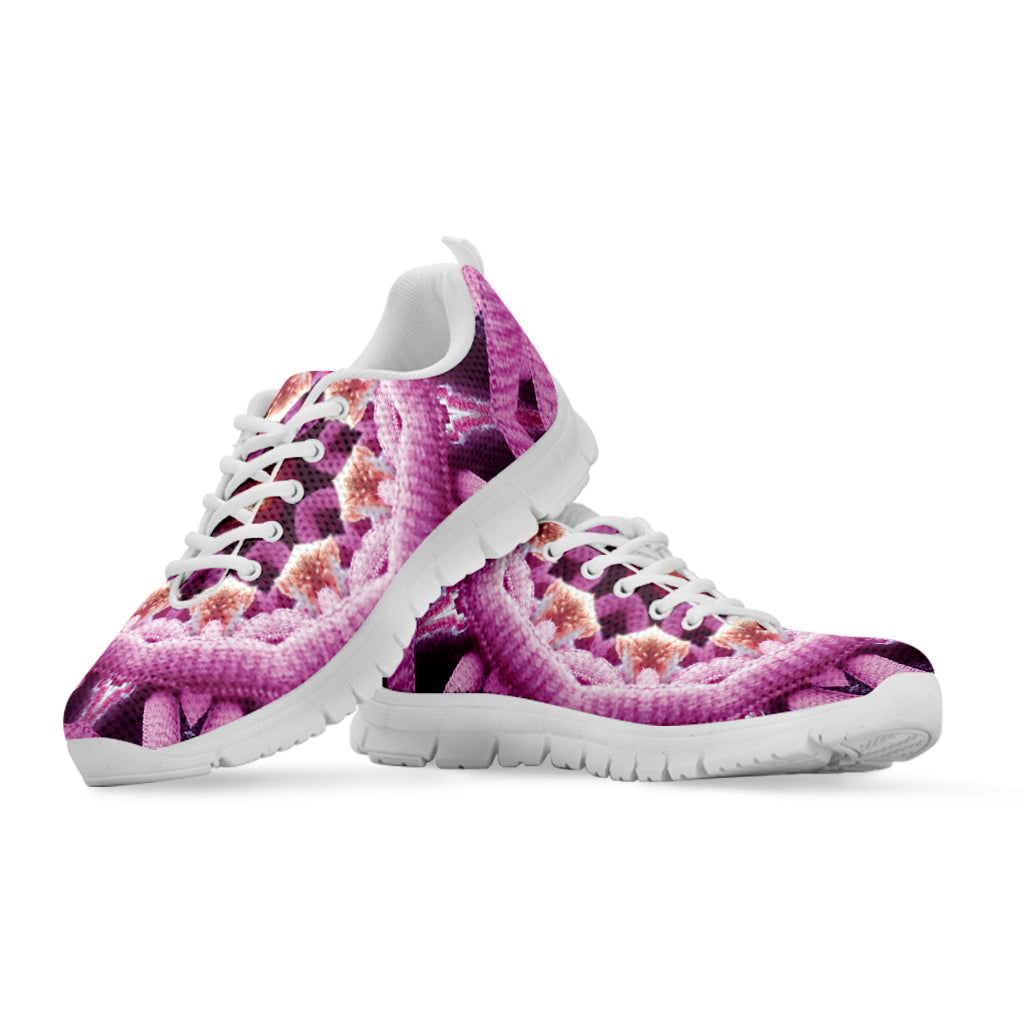 Pink Kaleidoscope Print White Sneakers