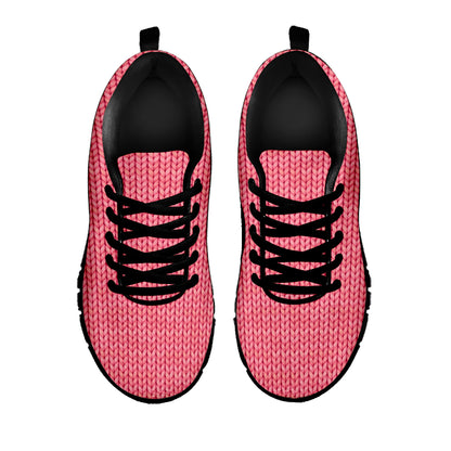 Pink Knitted Pattern Print Black Sneakers