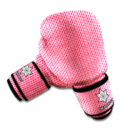 Pink Knitted Pattern Print Boxing Gloves
