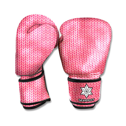 Pink Knitted Pattern Print Boxing Gloves