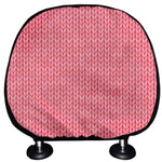Pink Knitted Pattern Print Car Headrest Covers