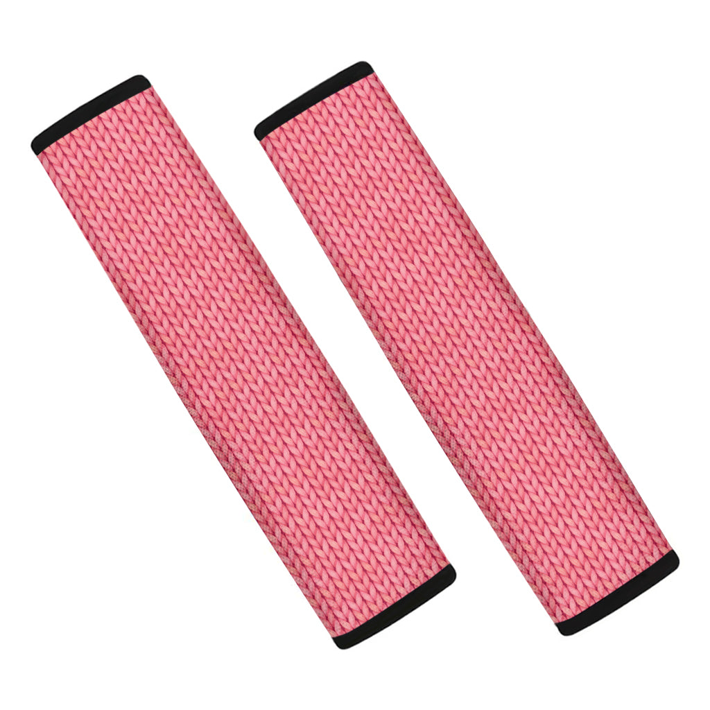 Pink Knitted Pattern Print Car Seat Belt Covers