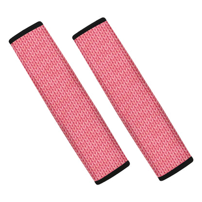 Pink Knitted Pattern Print Car Seat Belt Covers