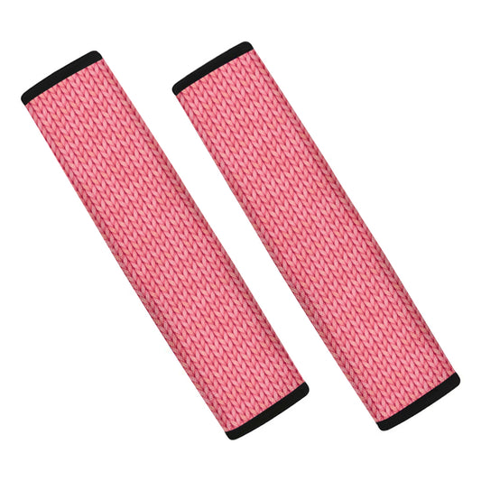 Pink Knitted Pattern Print Car Seat Belt Covers
