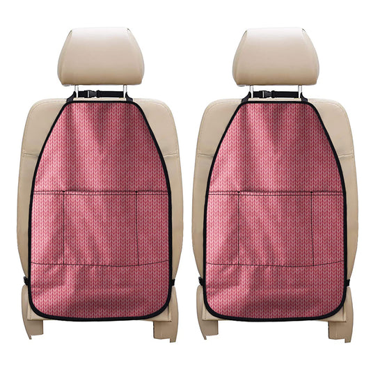 Pink Knitted Pattern Print Car Seat Organizers