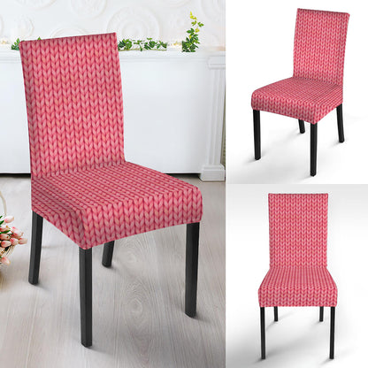 Pink Knitted Pattern Print Dining Chair Slipcover