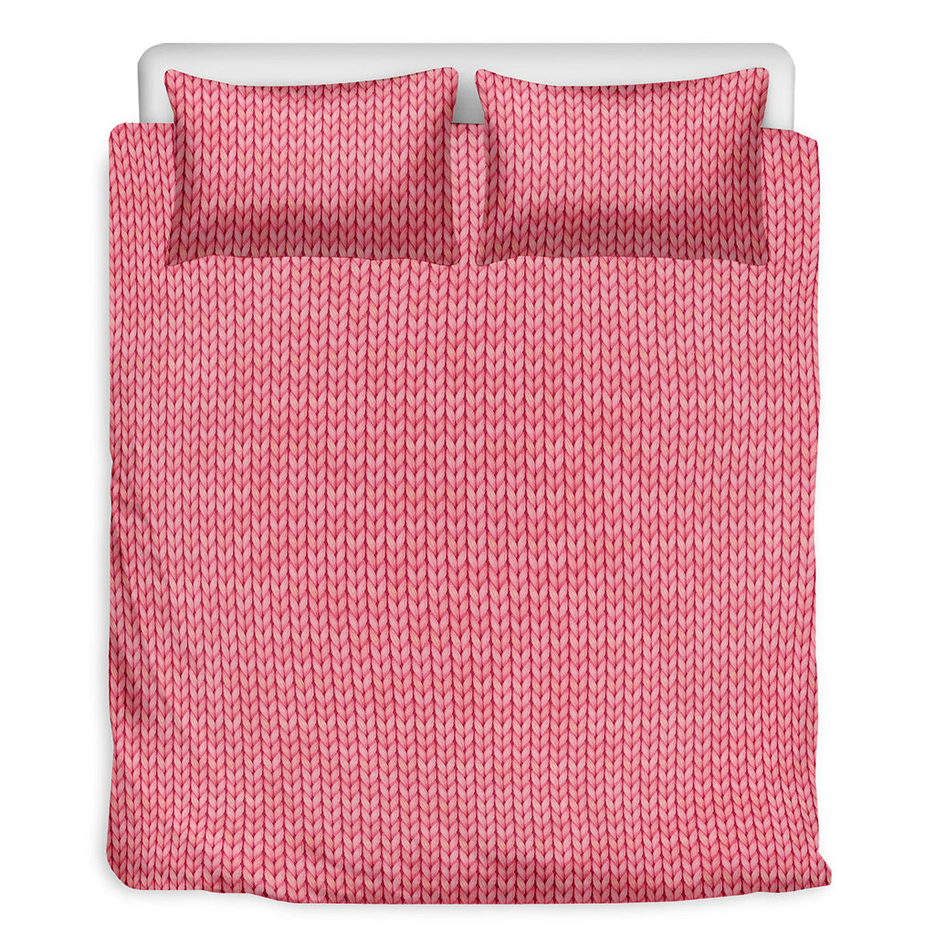 Pink Knitted Pattern Print Duvet Cover Bedding Set