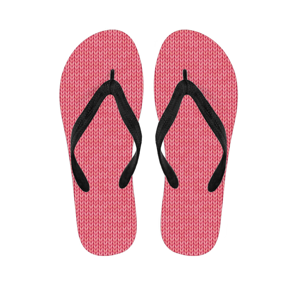 Pink Knitted Pattern Print Flip Flops