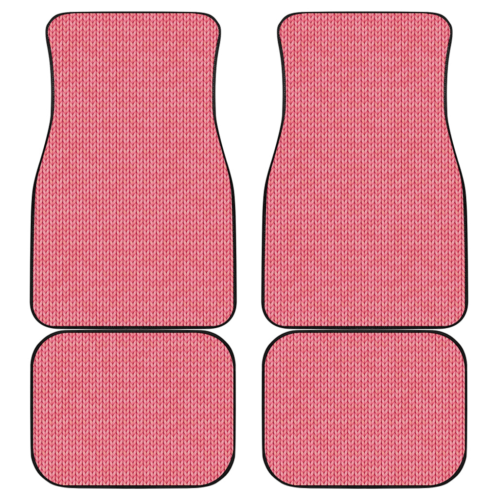 Pink Knitted Pattern Print Front and Back Car Floor Mats