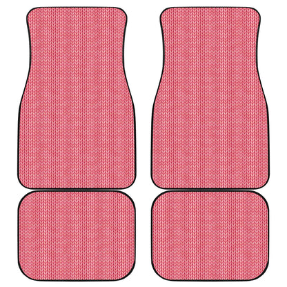 Pink Knitted Pattern Print Front and Back Car Floor Mats