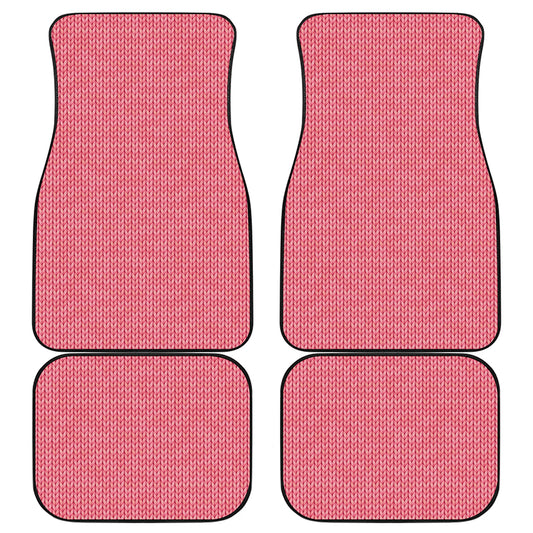 Pink Knitted Pattern Print Front and Back Car Floor Mats