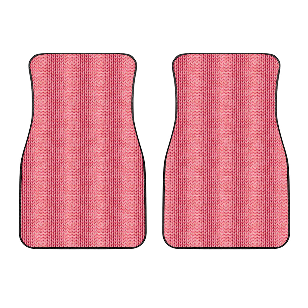Pink Knitted Pattern Print Front Car Floor Mats