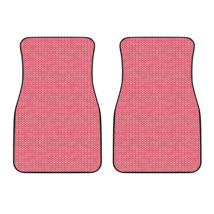 Pink Knitted Pattern Print Front Car Floor Mats