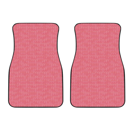 Pink Knitted Pattern Print Front Car Floor Mats