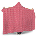 Pink Knitted Pattern Print Hooded Blanket