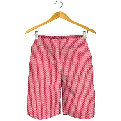 Pink Knitted Pattern Print Men's Shorts