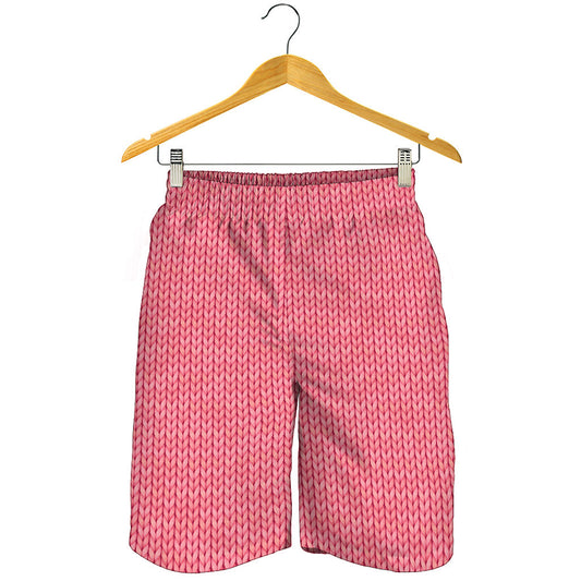 Pink Knitted Pattern Print Men's Shorts