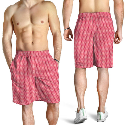 Pink Knitted Pattern Print Men's Shorts