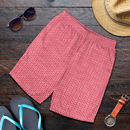 Pink Knitted Pattern Print Men's Shorts