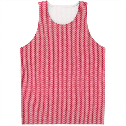 Pink Knitted Pattern Print Men's Tank Top