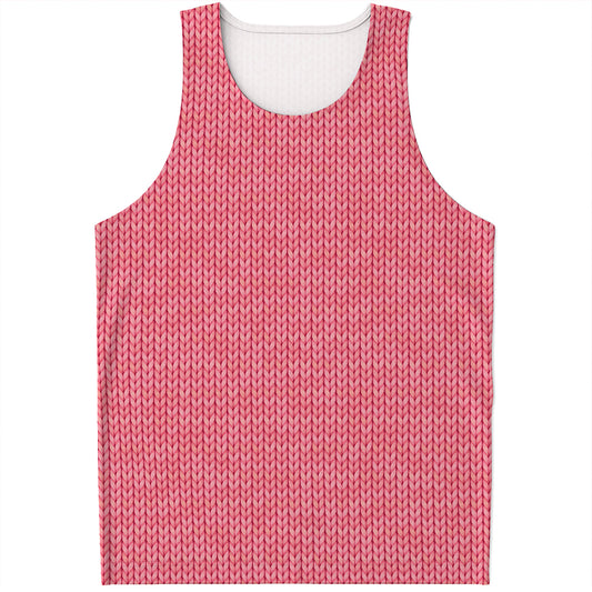 Pink Knitted Pattern Print Men's Tank Top