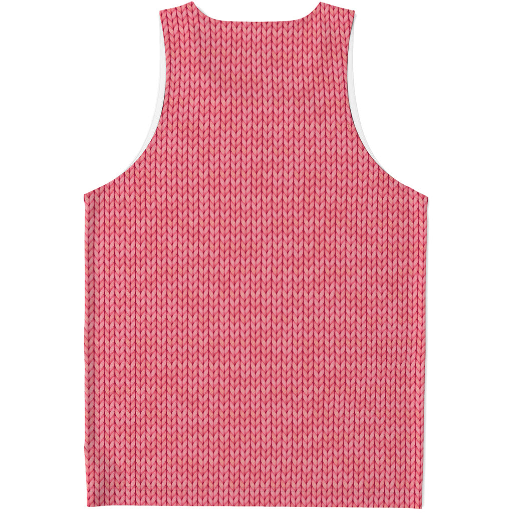 Pink Knitted Pattern Print Men's Tank Top
