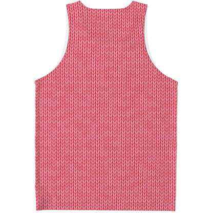 Pink Knitted Pattern Print Men's Tank Top