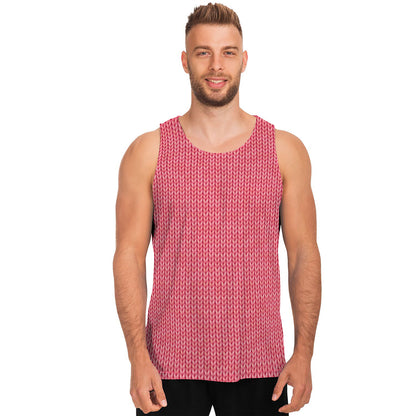 Pink Knitted Pattern Print Men's Tank Top
