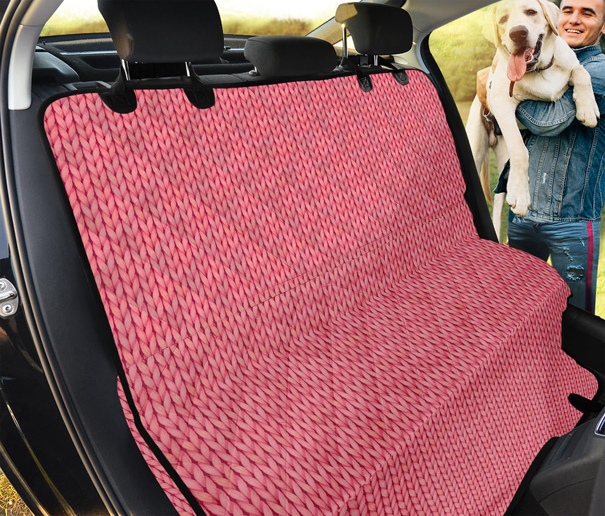 Pink Knitted Pattern Print Pet Car Back Seat Cover
