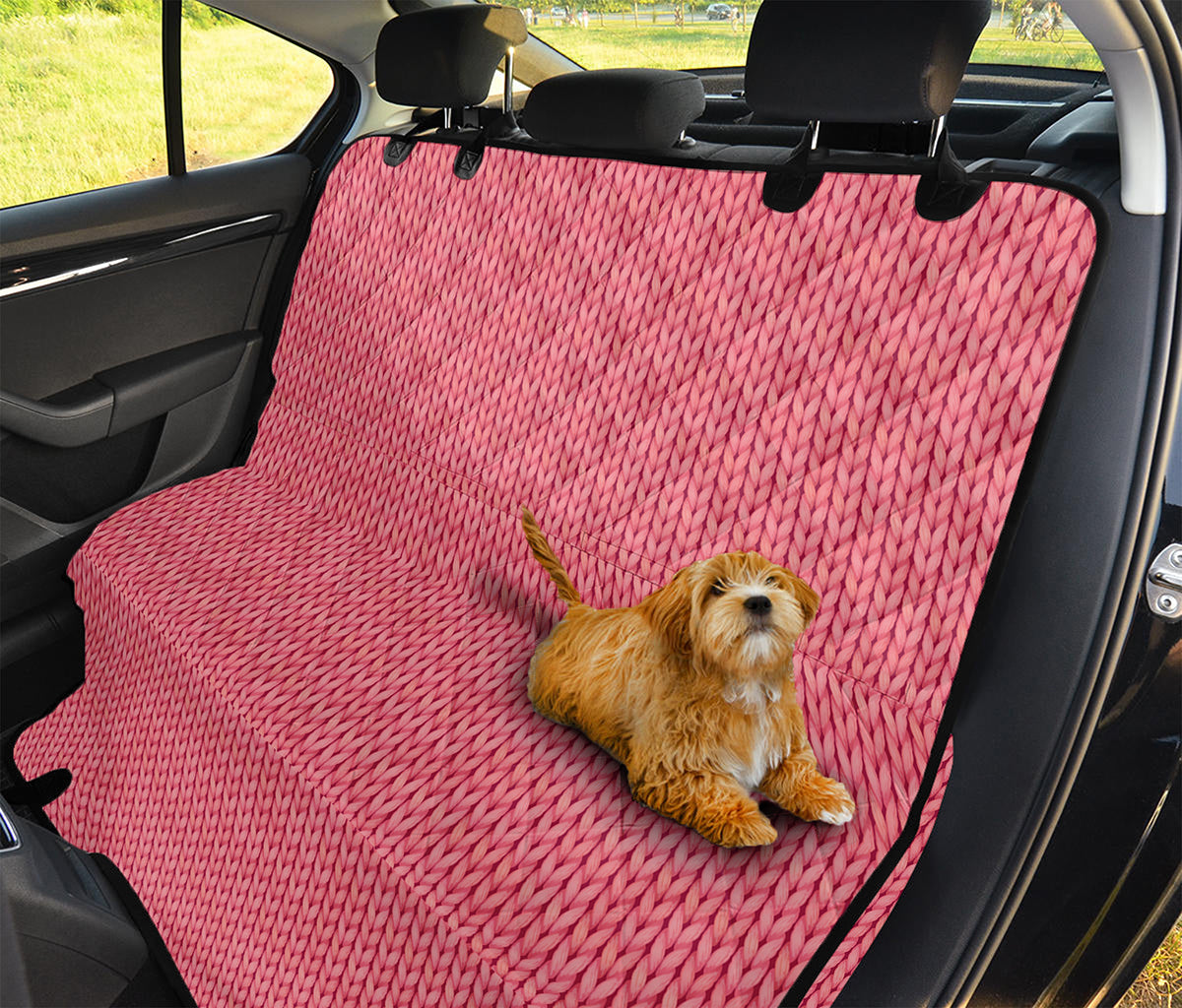 Pink Knitted Pattern Print Pet Car Back Seat Cover