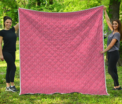 Pink Knitted Pattern Print Quilt