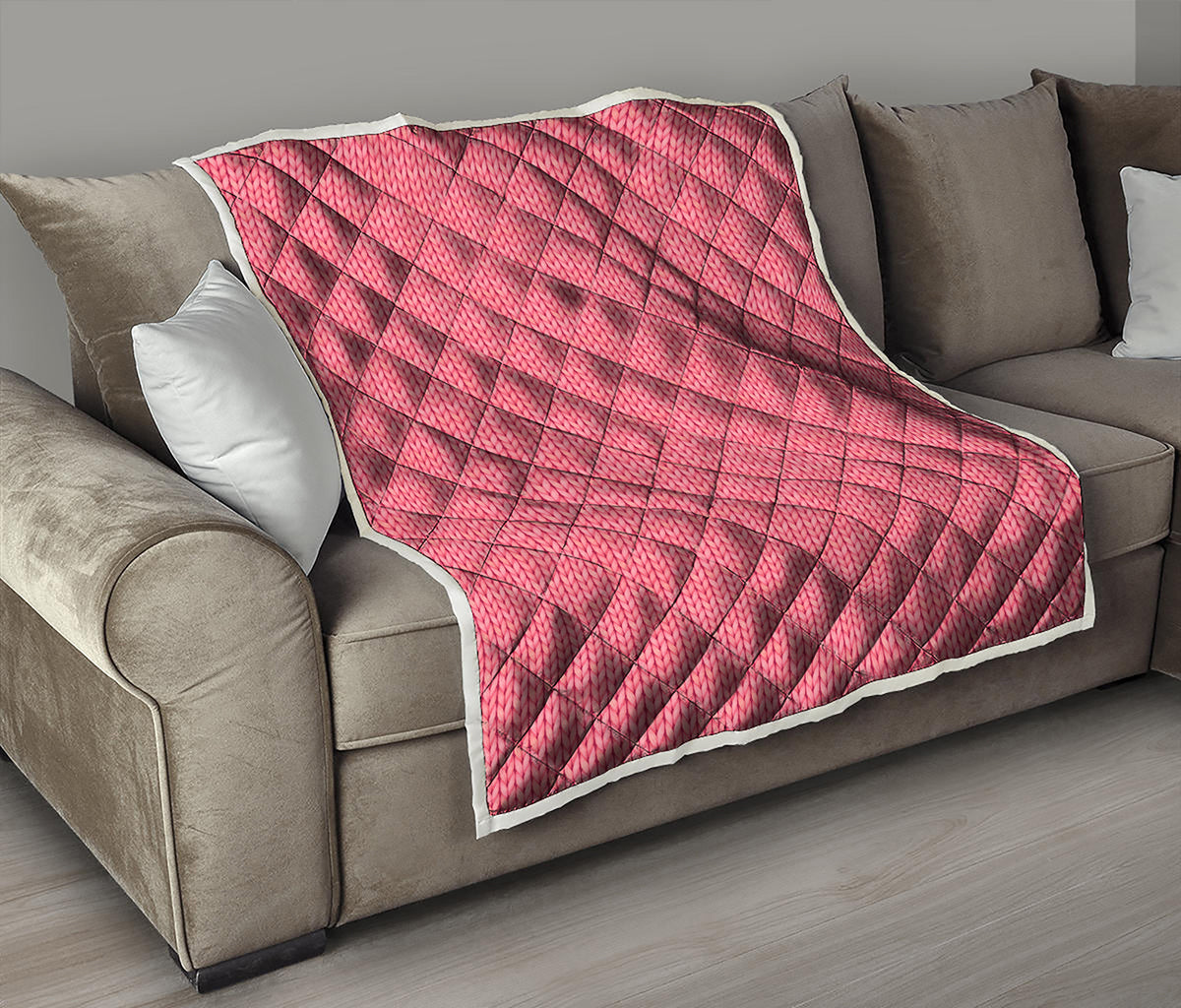 Pink Knitted Pattern Print Quilt