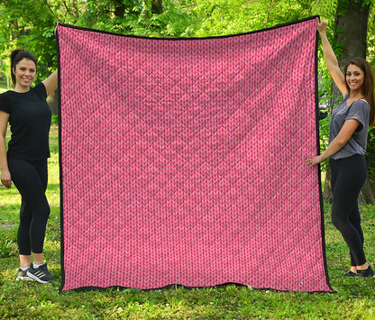 Pink Knitted Pattern Print Quilt