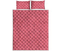 Pink Knitted Pattern Print Quilt Bed Set