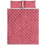 Pink Knitted Pattern Print Quilt Bed Set