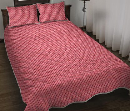 Pink Knitted Pattern Print Quilt Bed Set