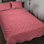 Pink Knitted Pattern Print Quilt Bed Set