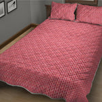 Pink Knitted Pattern Print Quilt Bed Set