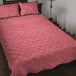 Pink Knitted Pattern Print Quilt Bed Set
