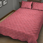 Pink Knitted Pattern Print Quilt Bed Set