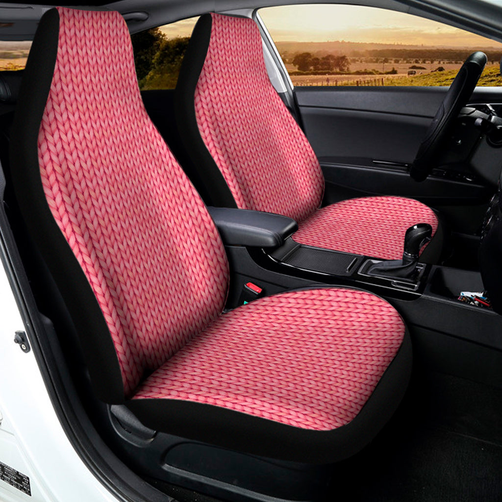 Pink Knitted Pattern Print Universal Fit Car Seat Covers