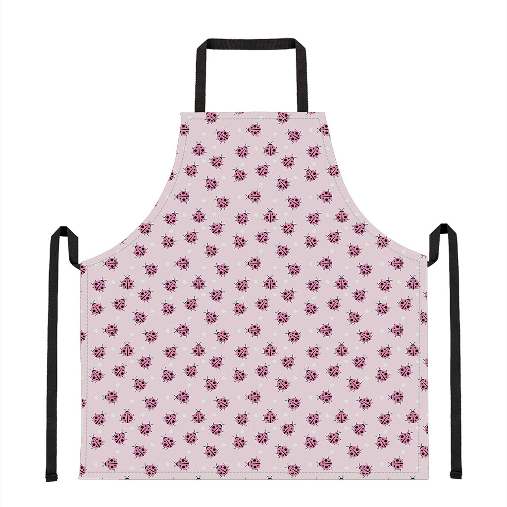 Pink Ladybug Pattern Print Apron