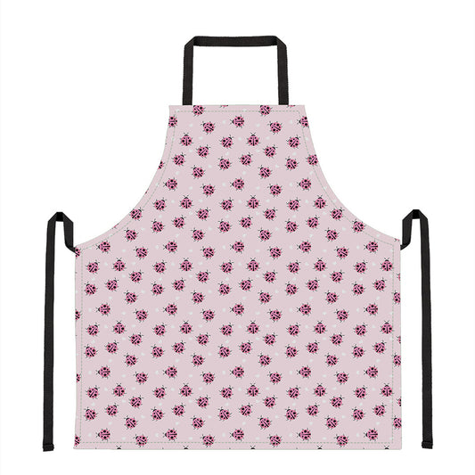 Pink Ladybug Pattern Print Apron